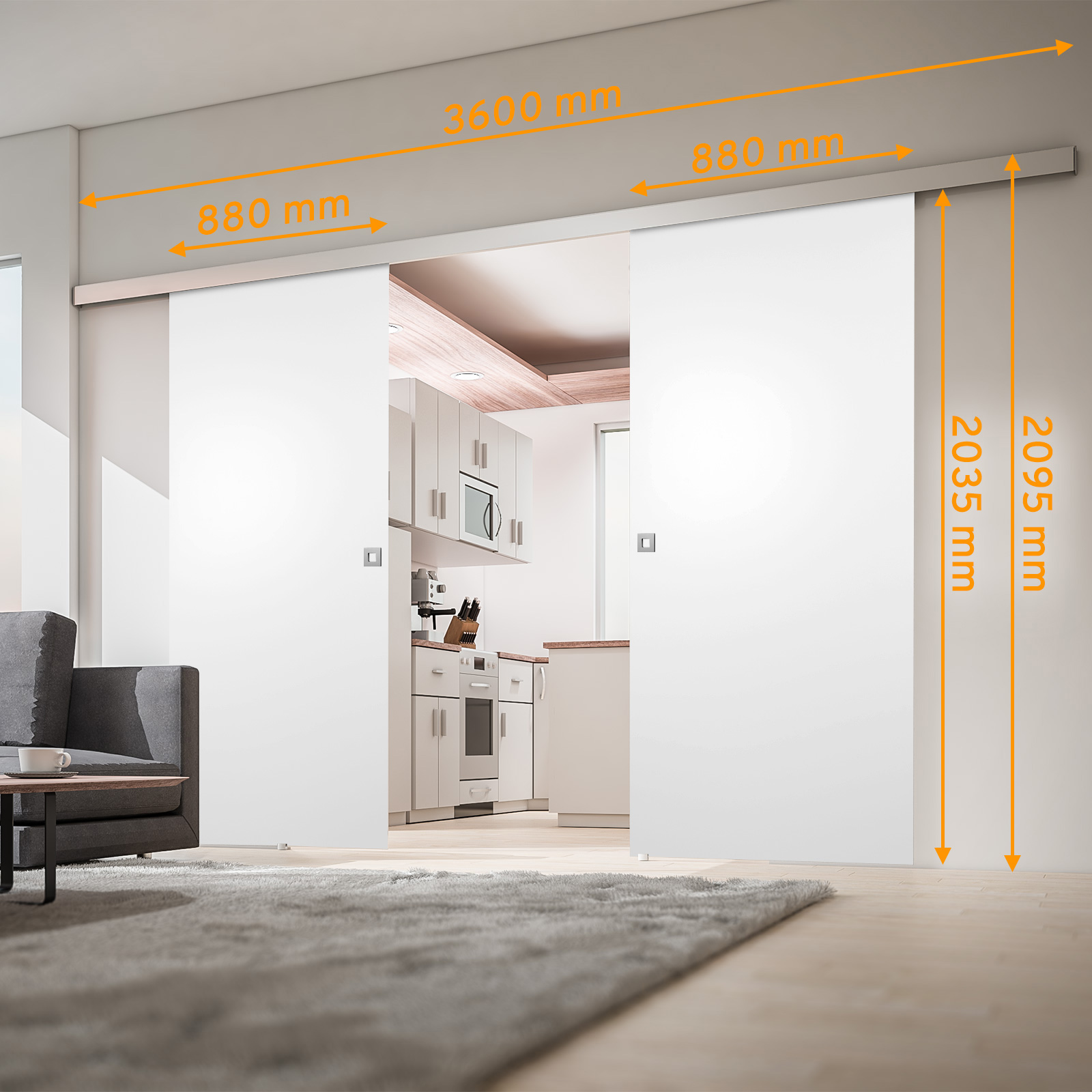 Doppel Holzschiebetür 2x 880x2035 Schiebetürsystem Doppelschiebetür Holz Tür - Bild 29 von 45