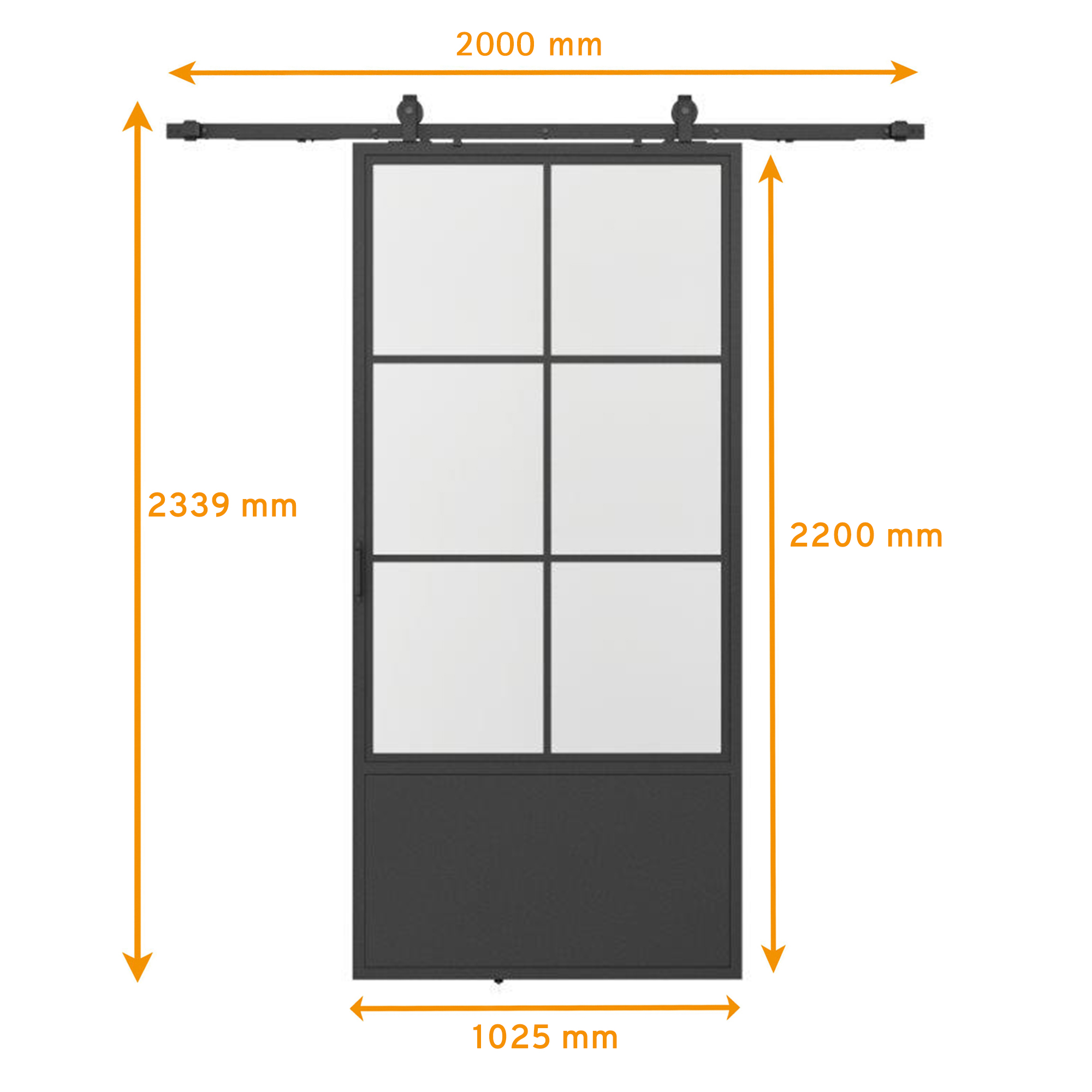 Schiebetür Schiebetürsystem Laufschiene Softclose Komplettset offen Glas Stahl - Bild 21 von 28