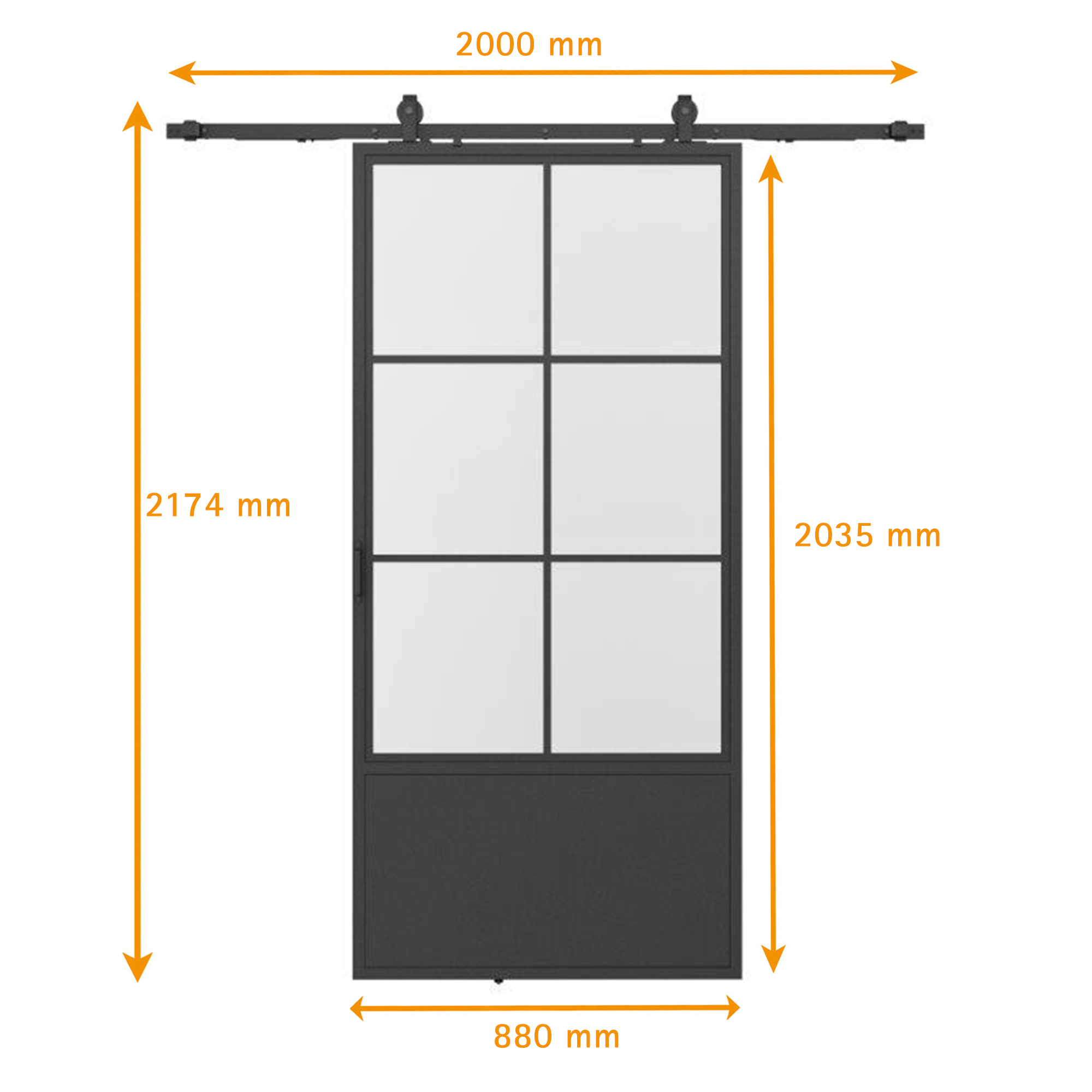 Schiebetür Schiebetürsystem Laufschiene Softclose Komplettset offen Glas Stahl - Bild 12 von 28