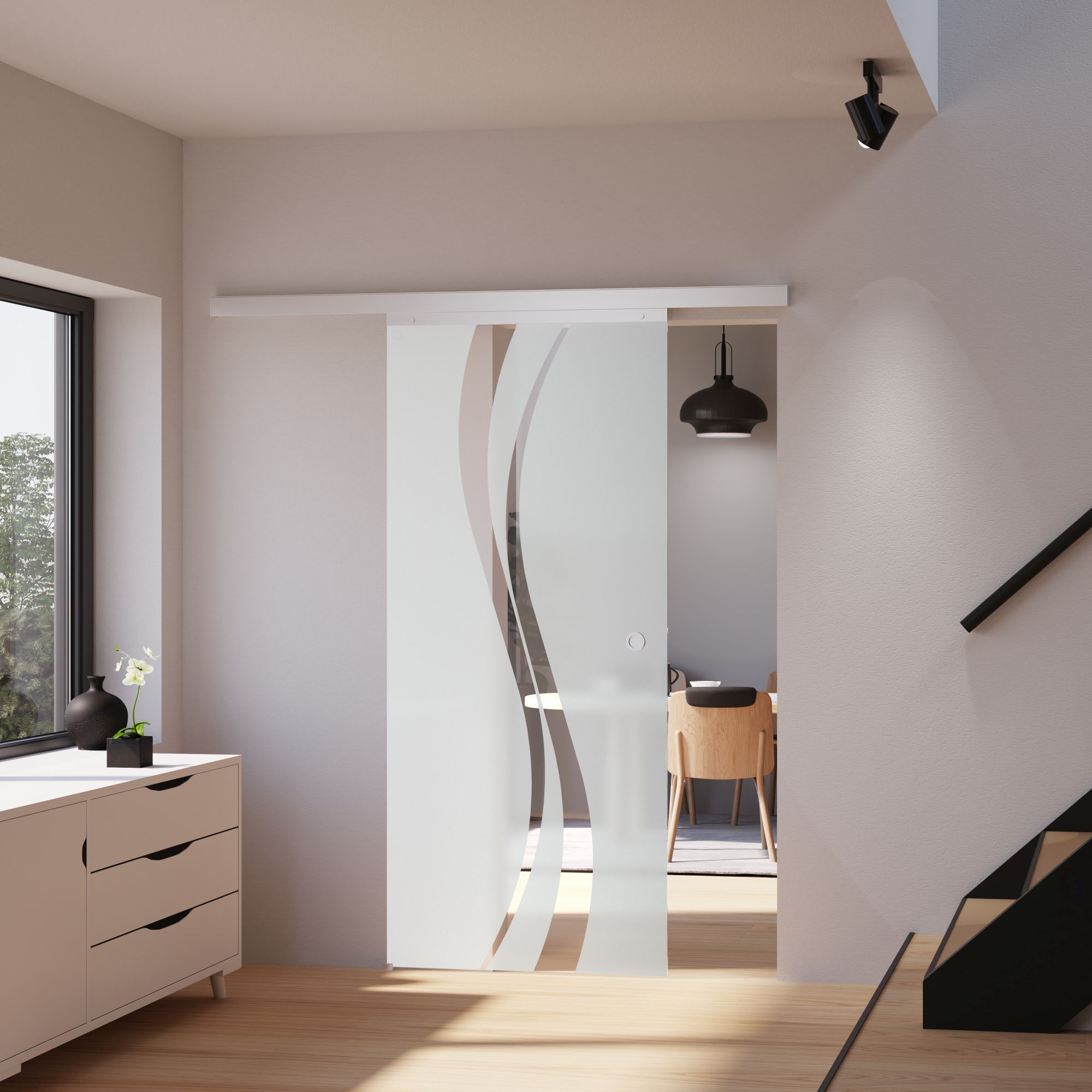 Schiebetür Glasschiebetür 880x2035 Raumteiler Schiebetürsystem Glastür Zimmertür - Bild 9 von 87