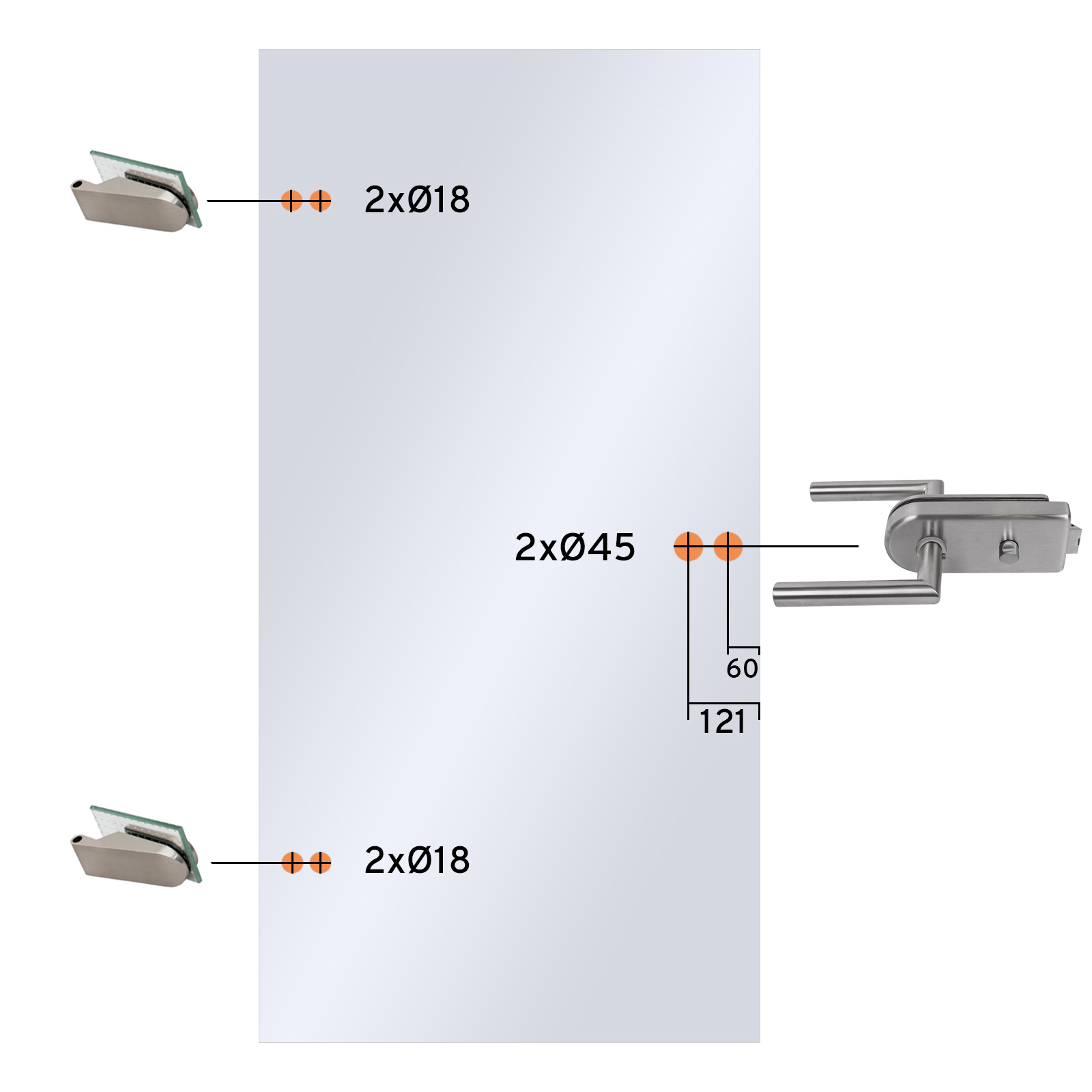 Glastür Ganzglas Zimmertür Tür Drehtür ESG Wohnungstür Innentür 834x1972mm - Bild 63 von 63