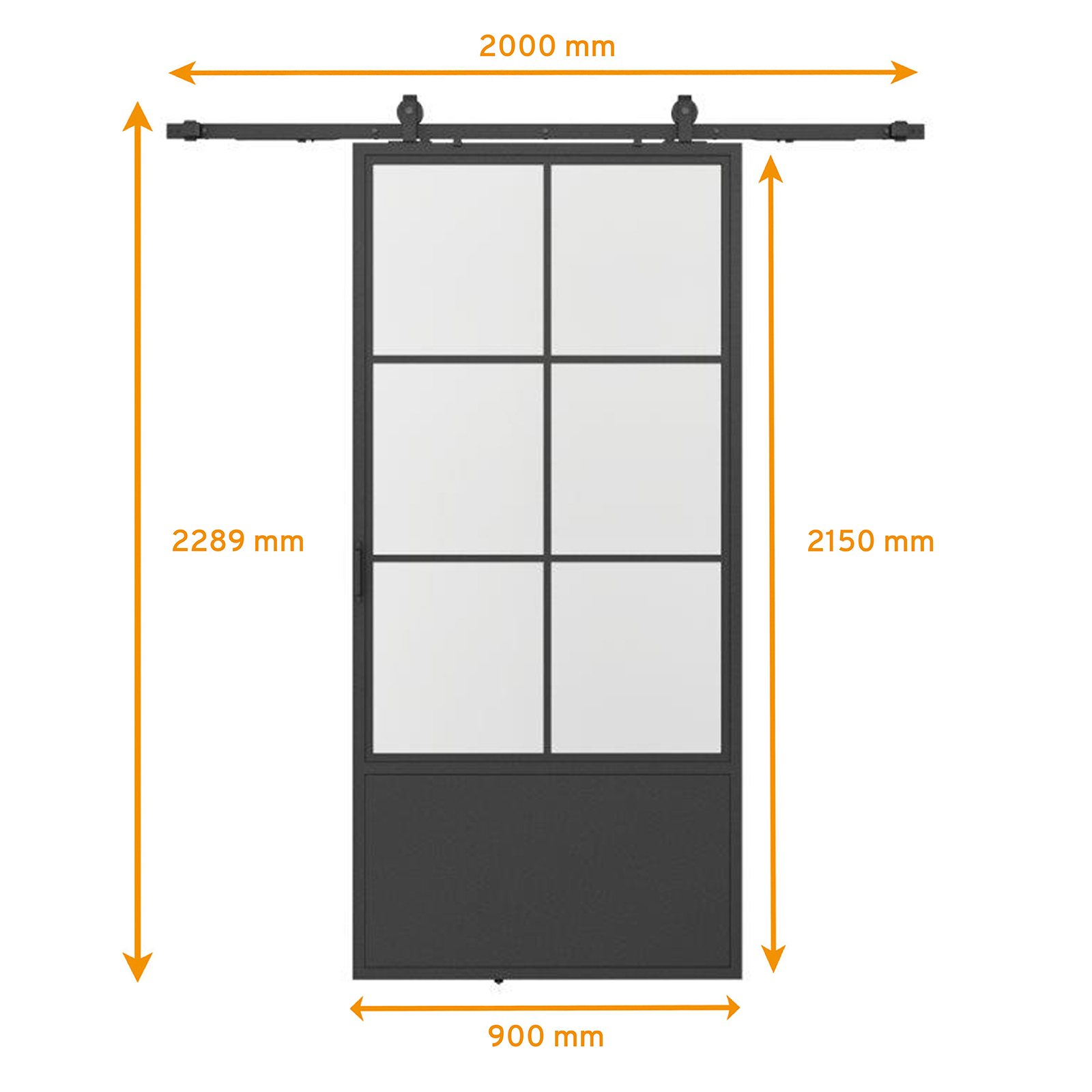 Schiebetür Schiebetürsystem Laufschiene Softclose Komplettset offen Glas Stahl - Bild 3 von 28