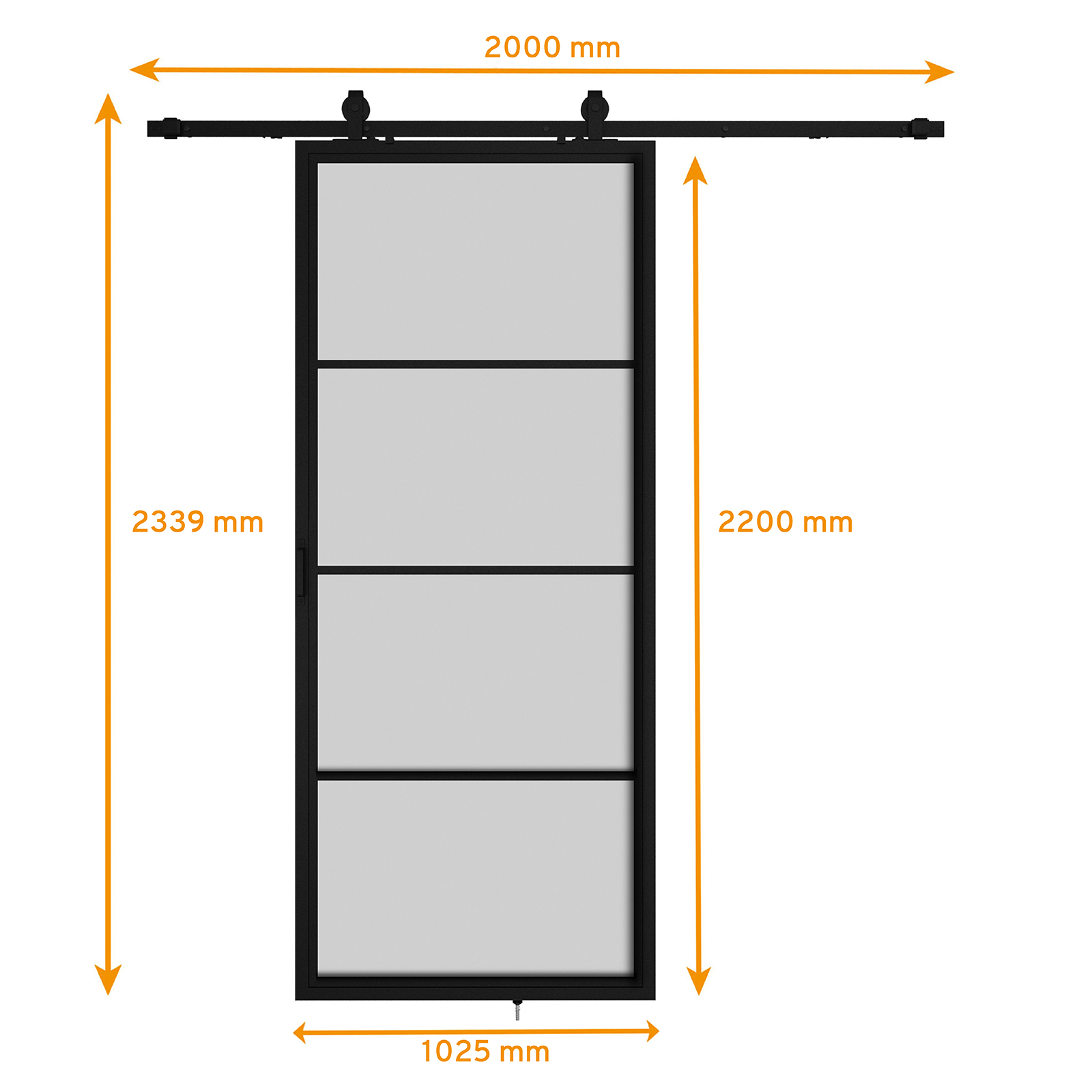 Glasschiebetür Lofttür offene Laufschiene verschiedene Größen satiniert - Bild 13 von 21